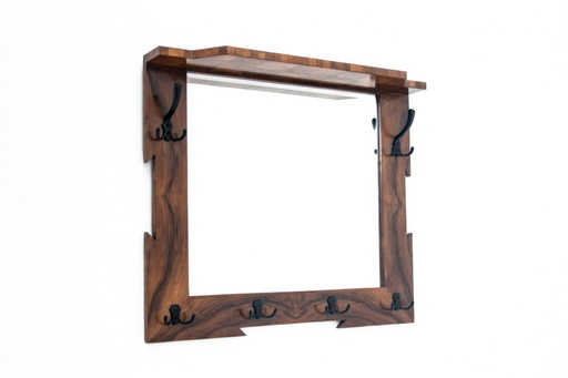 Art Deco dressing hanger with mirror, Poland, 1950s