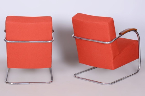 Ensemble de deux fauteuils Bauhaus restaurés, par Mücke Melder, chromés, République tchèque, années 1930 (photo 11 of 14)