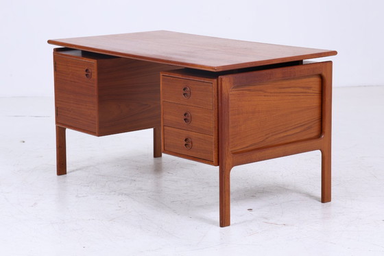 Image 1 of Vintage Teak Desk by Arne Vodder for GV Møbler | Mid - Century Drawers Work Desk Free Table Retro Design #06-38