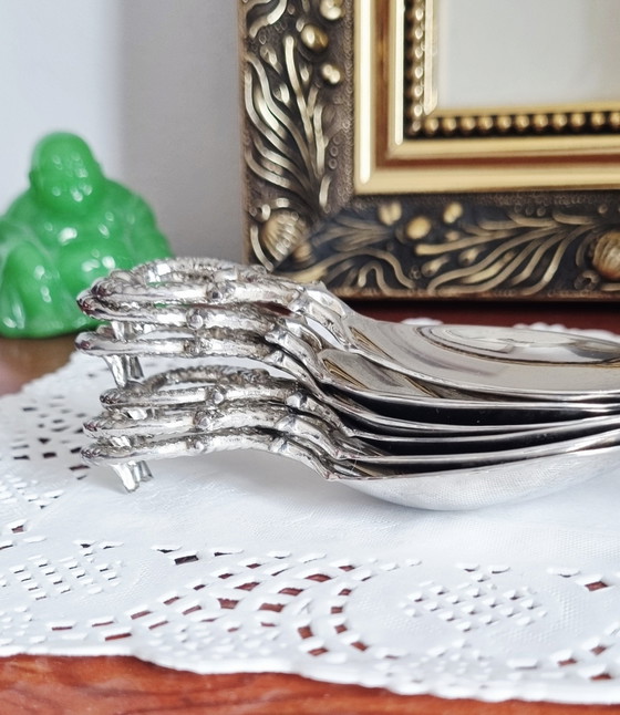 Ensemble de 6 cuillères à huîtres/amuse-bouche vintage – Couverts, Metal (photo 15 of 15)