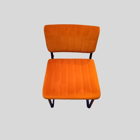 Image 1 of Set da pranzo industriale con tavolo in legno di teak e 6 sedie in velluto