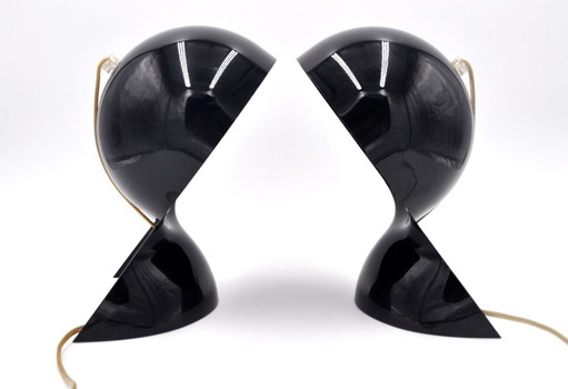 Set van 2 zwarte Artemide Dalù lampen (Vico Magistretti)