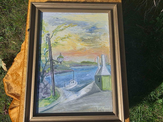 Dipinto a olio costiero originale di metà secolo – Dipinti e disegni, Tela (photo 4 of 11)