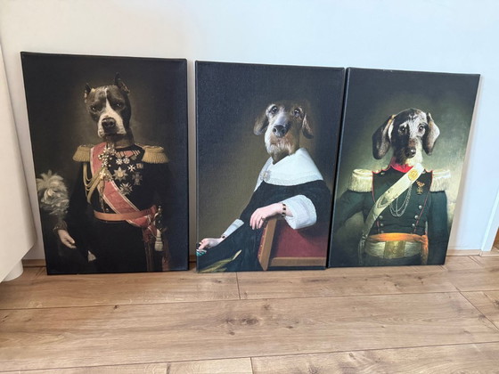 Image 1 of 8 retratos de perros en lienzo