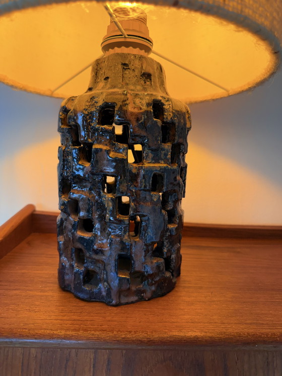 Image 1 of Brutalist ceramic table lamp '70s