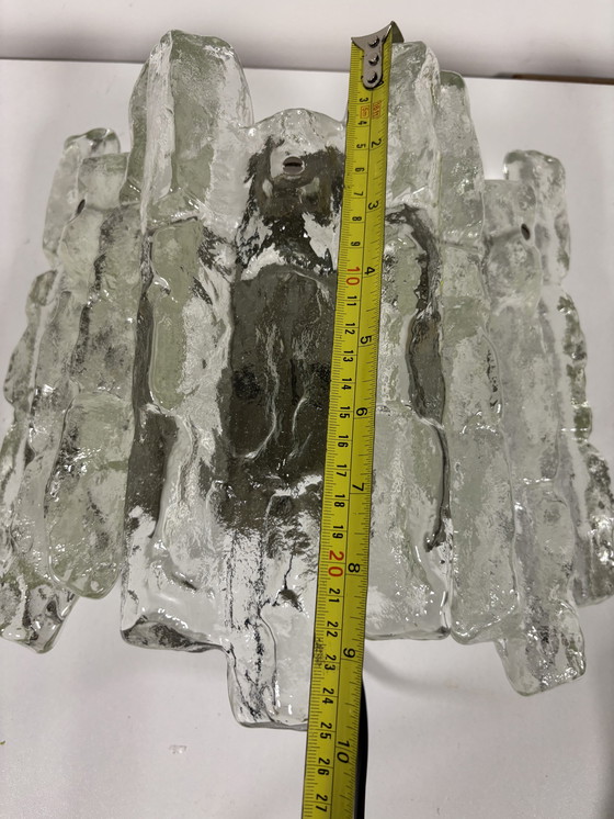 Image 1 of Lampe à baguette ijsglas, sur porte double J.T. Kalmar à Oostenrijk, jaren 60 sur 70.