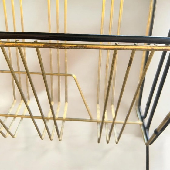 Image 1 of Filigree Mid - Century brass magazine rack 1950-1960s