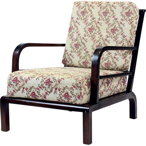 Fauteuil vintage en bois, Tchécoslovaquie années 1940