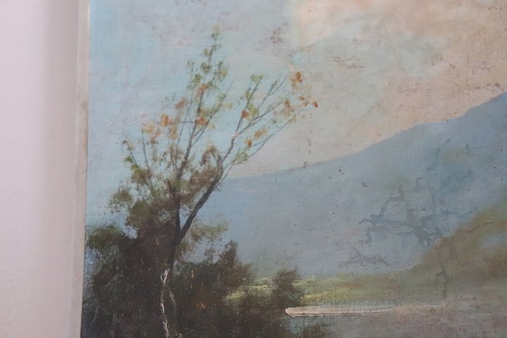 Image 1 of Antike Landschaft, Ölgemälde auf Leinwand, 19. Jahrhundert