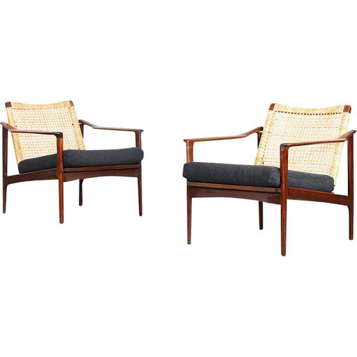 Coppia di poltrone vintage in teak danesi di Ib Kofod-Larsen, anni '60