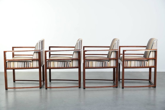Image 1 of 4 sillas de comedor exclusivas de diseño Art Déco de Schuitema, pertenecientes a la serie Decoforma, con tapicería de tela de lu