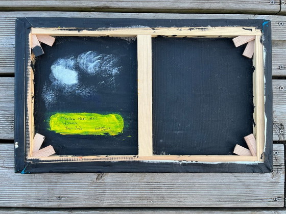 Image 1 of Acrylique sur châssis entoilé « Yellow Moai » Format 55x33cm. 