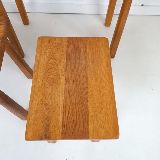 Vintage Brutalist Jaren 60/70 Eikenhout Nesting Tables – Bijzettafels, Wood (photo 8 of 9)