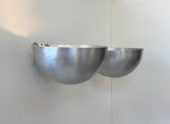 Image 1 of Paire d'appliques XL vintage, métal brossé, Italie, 1970