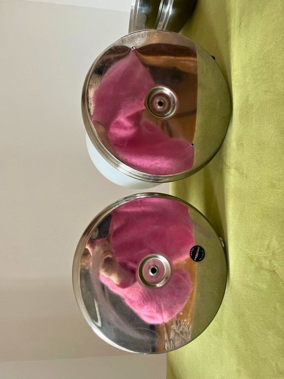 Image 1 of Paar Diabolo-Tischlampen von Goffredo Reggiani – Italienisches Chrom & Opalglas, 1970er Jahre