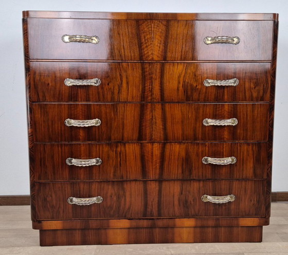 Cómoda Art Déco Veneciana con 5 Cajones, 1940 – Italian Manufacturing, Wood (photo 5 of 29)