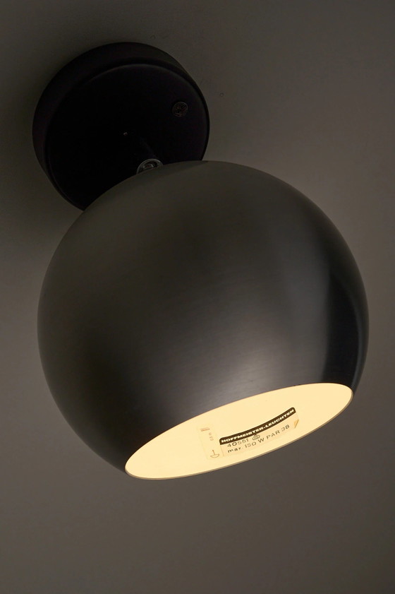 Set of 2 Hoffmeister Directional Aluminum Eyeball Lamps, Germany, Wall lights, Aluminium, Metal, Black (photo 7 of 10)