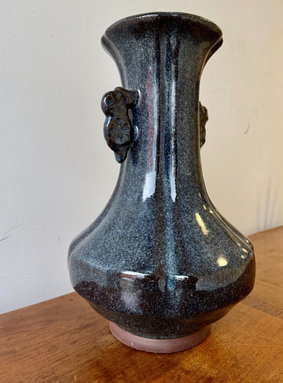 Image 1 of Jarrón de cerámica de estudio chino con esmalte flameado