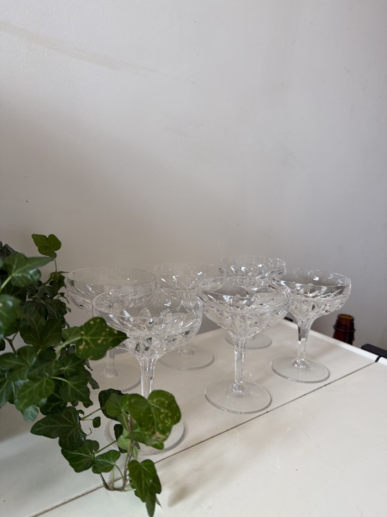 Image 1 of Ensemble de 6 coupes à champagne vintage en cristal