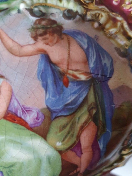 Image 1 of Rijk gedecoreerde porseleinen jardinière rococo-stijl 30x18 cm