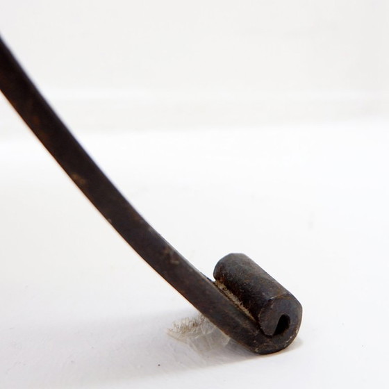 Image 1 of Pair of brutalist bar stools in oak and wrought iron, 1960s