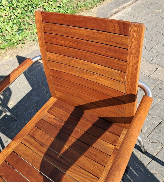 Image 1 of 4 Sillas de jardín de teca con acero inoxidable, apilables