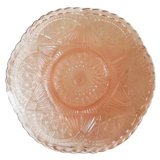 Image 1 of Coupe à fruits Art Déco cristal rose années 1930 Fait en Belgique