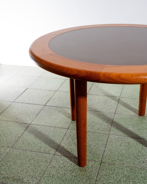 Image 1 of Round teak coffee table with stoneware top