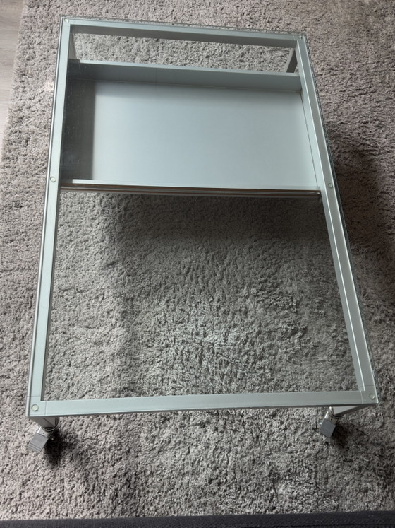 Design salontafel op wielen met lade – Desalto, Glass, Metal (photo 10 of 15)