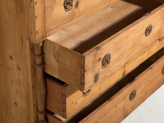 Antique solid pine chest of drawers – Rustic European dresser – circa 1900 – Metal (photo 26 of 40)