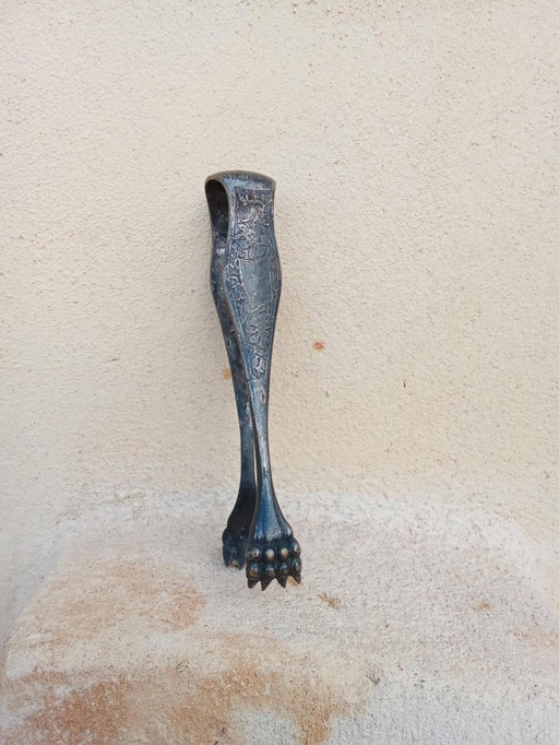 Pinze da zucchero antiche con artigli e decorazione floreale