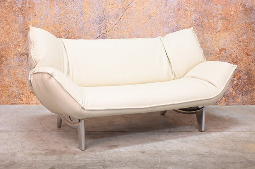 Nouveau canapé Leolux Tango en cuir beige capitonné