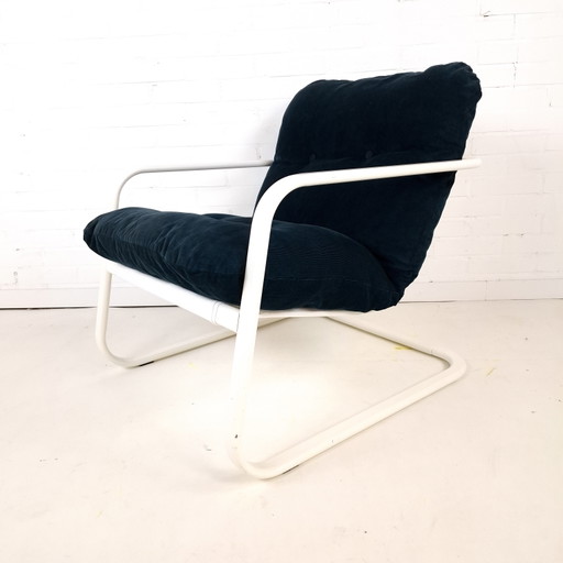Vintage Ikea Rörberg Sessel 90er Jahre Weiß Metall Blau – fauteuils, Textile