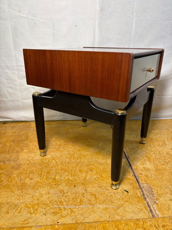 Image 1 of Mid-Century Retro Vintage Teak Side Table by G Plan – Librenza “White China” Range 1950  Designed by E. Gomme • Tola & Black Leg