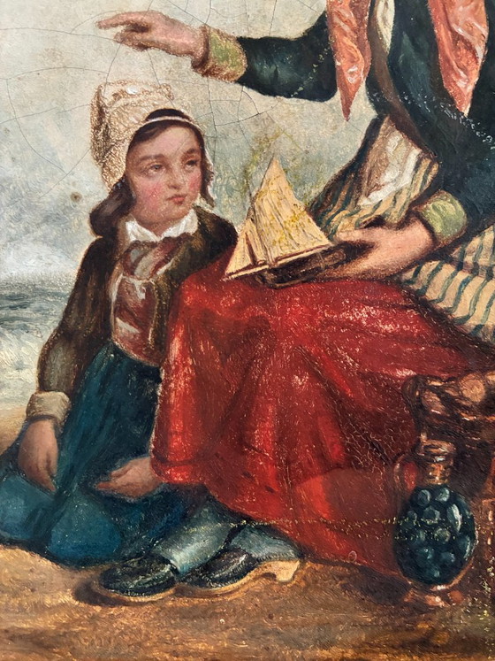 Dipinto a olio antico di paesaggio marino, c. 1845 – Dipinti e disegni, Canvas (photo 6 of 16)