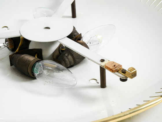 Image 1 of Rare miroir rond illuminé en métal Hillebrand, datant du milieu du XXe siècle (1966).