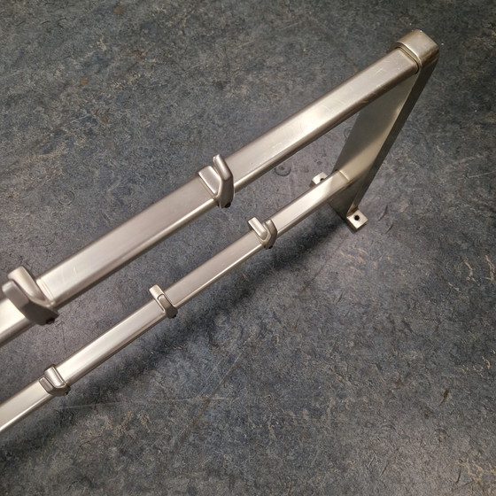 Image 1 of 1970s Aluminum Coat Rack Vintage Wall Coat Rack