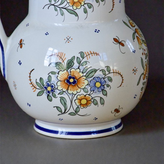Image 1 of Handcrafted French carafe from Moustiers, hand-painted