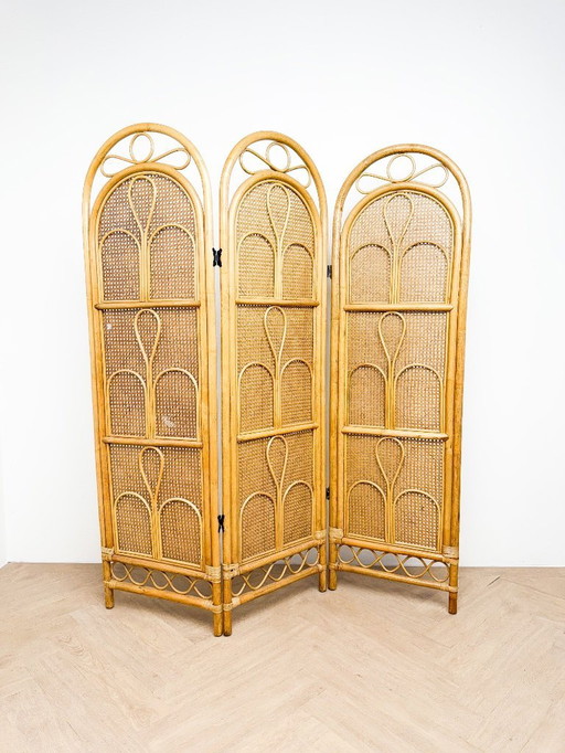 rattan folding screen