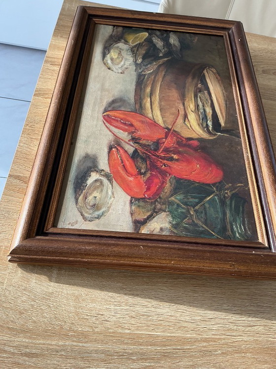 Image 1 of Bodegón, langosta y ostras. Jan Cornelius Neervoort.