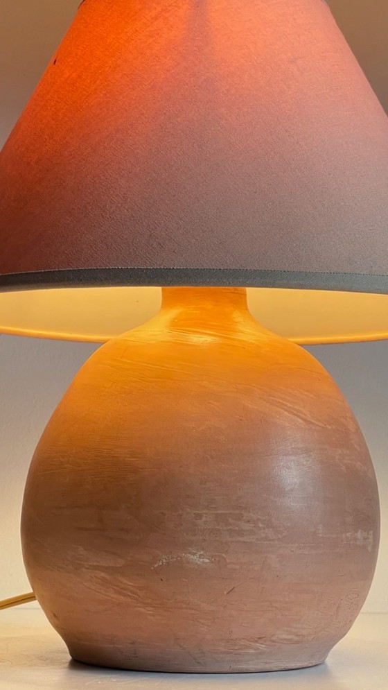Vintage handgemaakte terracotta lamp – Tafellampen, Textile (photo 18 of 21)