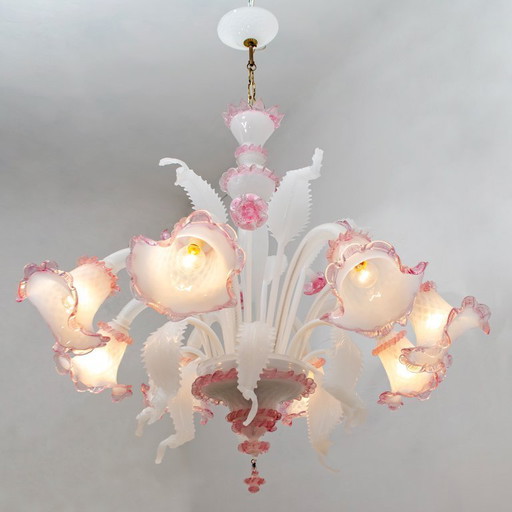 20th Century Modern Venetian Murano Glass Chandelier "Ca'rezzonico" Style, 1960s
