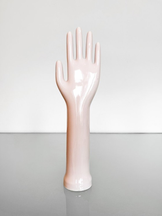 Image 1 of Vintage HCT West Germany Glove Mold Jewelry Display - Pink