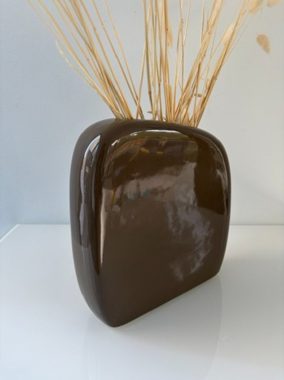 Keramikvase schokoladenbraun, Japandi Soft Design, Vasen, Modern (Foto 6 von 11)
