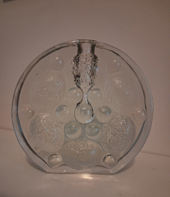 Image 1 of Vintage soliflore vase made of thick block glass, produced by the German manufacturer Walther Glas