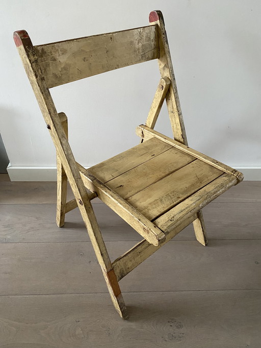 Silla plegable de madera india vintage