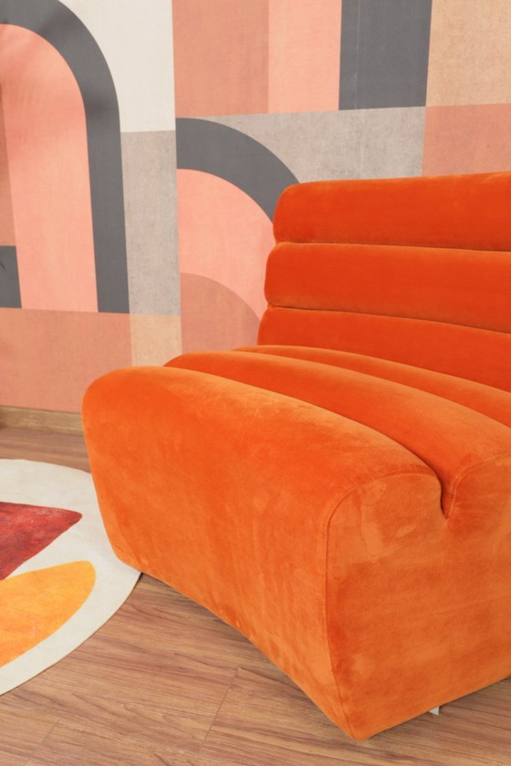 Image 1 of Sofá modular de 2 plazas en terciopelo naranja quemado