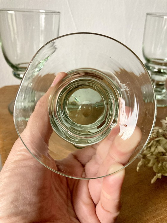 4 calici in vetro soffiato artigianale con sfumatura verde, Bicchieri e caraffe (foto 6 di 12)