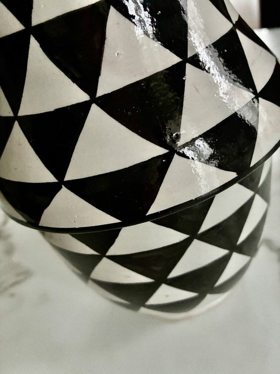 Image 1 of Jarra grande o potiche con tapa de arlequín