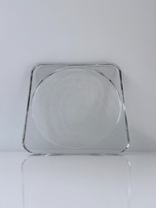 Coupe en Verre Lourd Vintage 28 Cm – Design Géométrique – decoratieve objecten, Glass (photo 2 of 17)